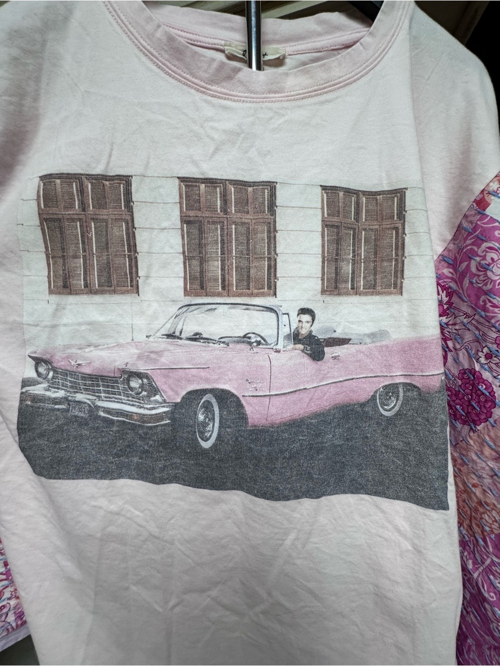 💖 Blue Velvet Elvis Pink Cadillac Poncho Top 💖 - Picture 3 of 9